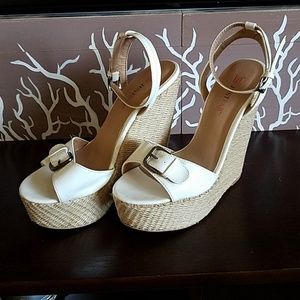 White platform wedges